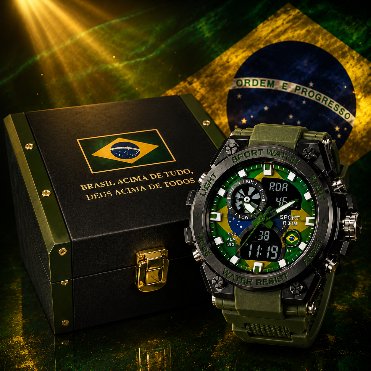 Detalhes do Relógio Masculino Premium Edição Brasil